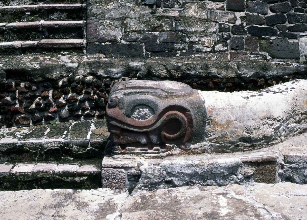 Serpent sur le Templo Mayor, période postclassique tardive (pierre et stuc) - Aztec