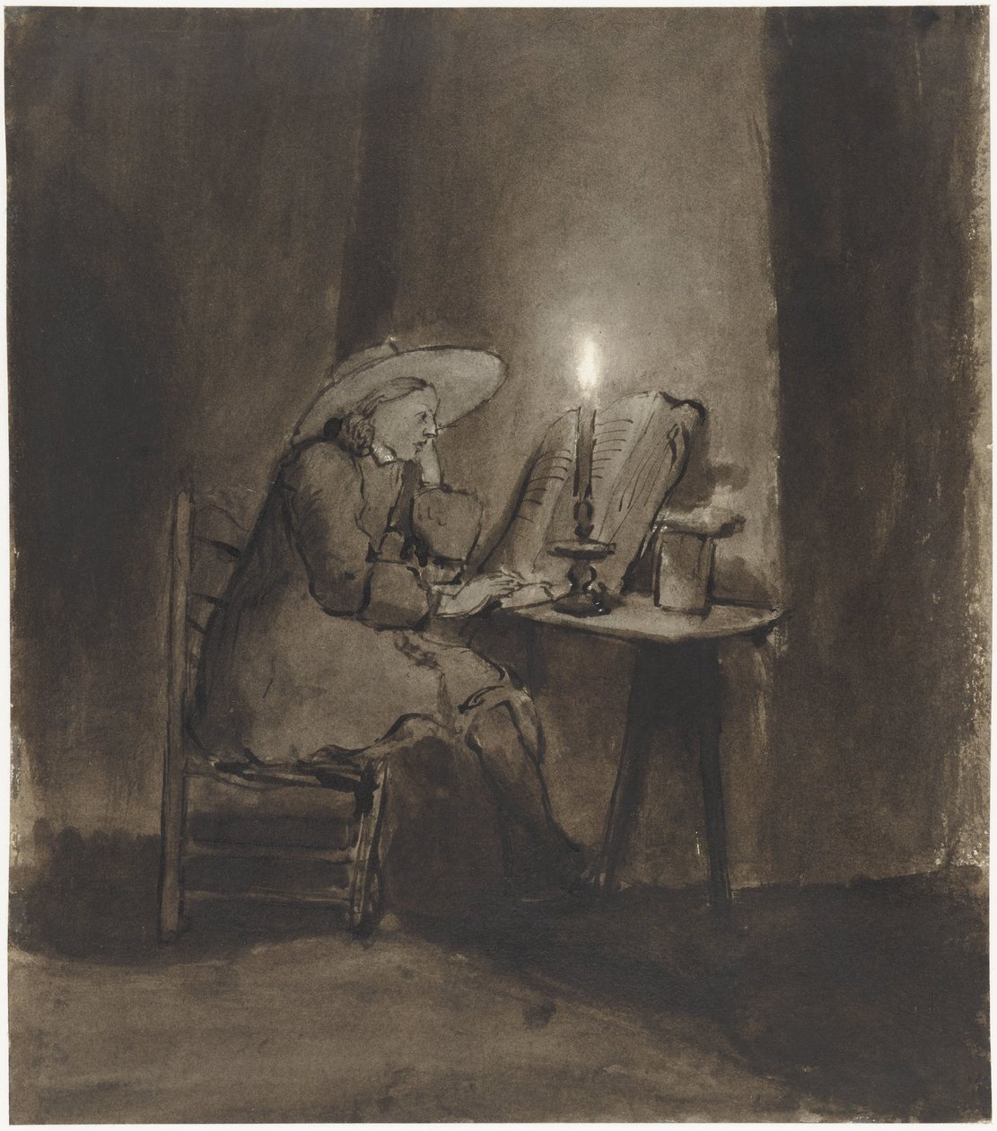 Garçon lisant à la lumière d