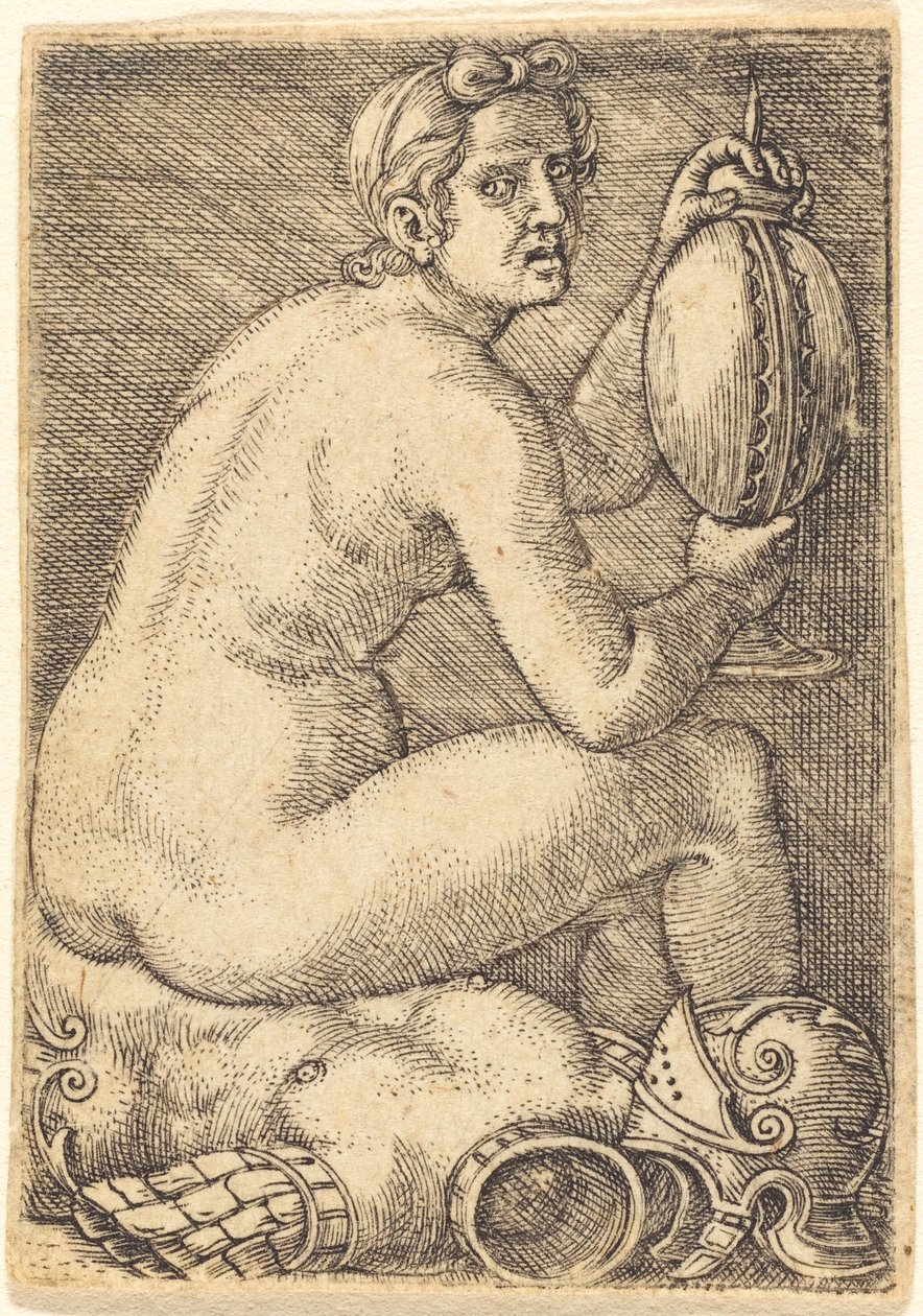 Femme Nue sur une Armure (Prudentia?) - Barthel Beham