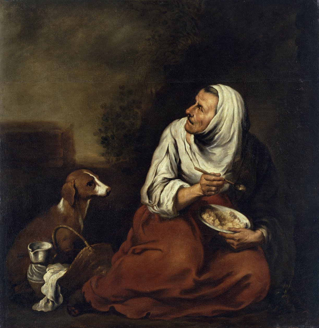 Vieille femme avec chien - Bartolomé Esteban Murillo