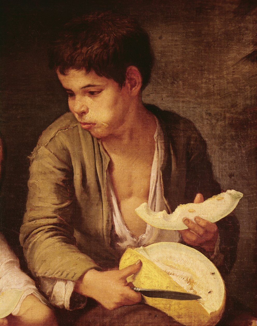 Détail de Deux enfants mangeant un melon et des raisins, 1645-46 - Bartolomé Esteban Murillo