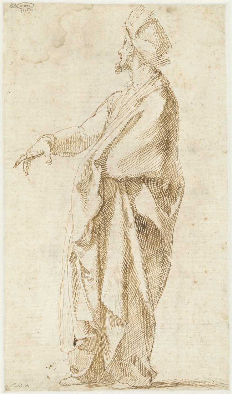 Modèle drapé, avec une main tendue - Bartolomeo Passarotti