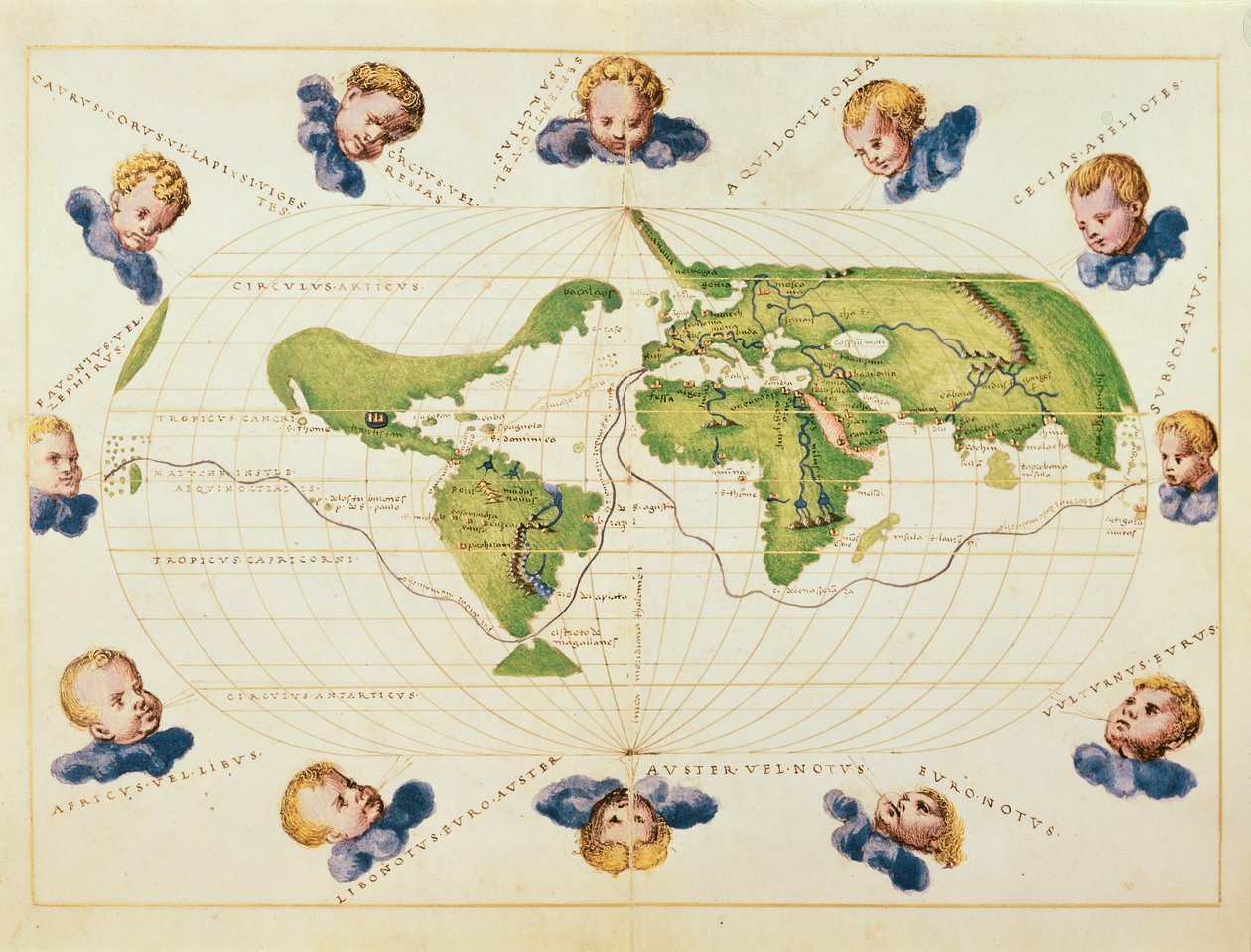 Carte du voyage de Magellan autour du monde, vers 1540 - Battista Agnese