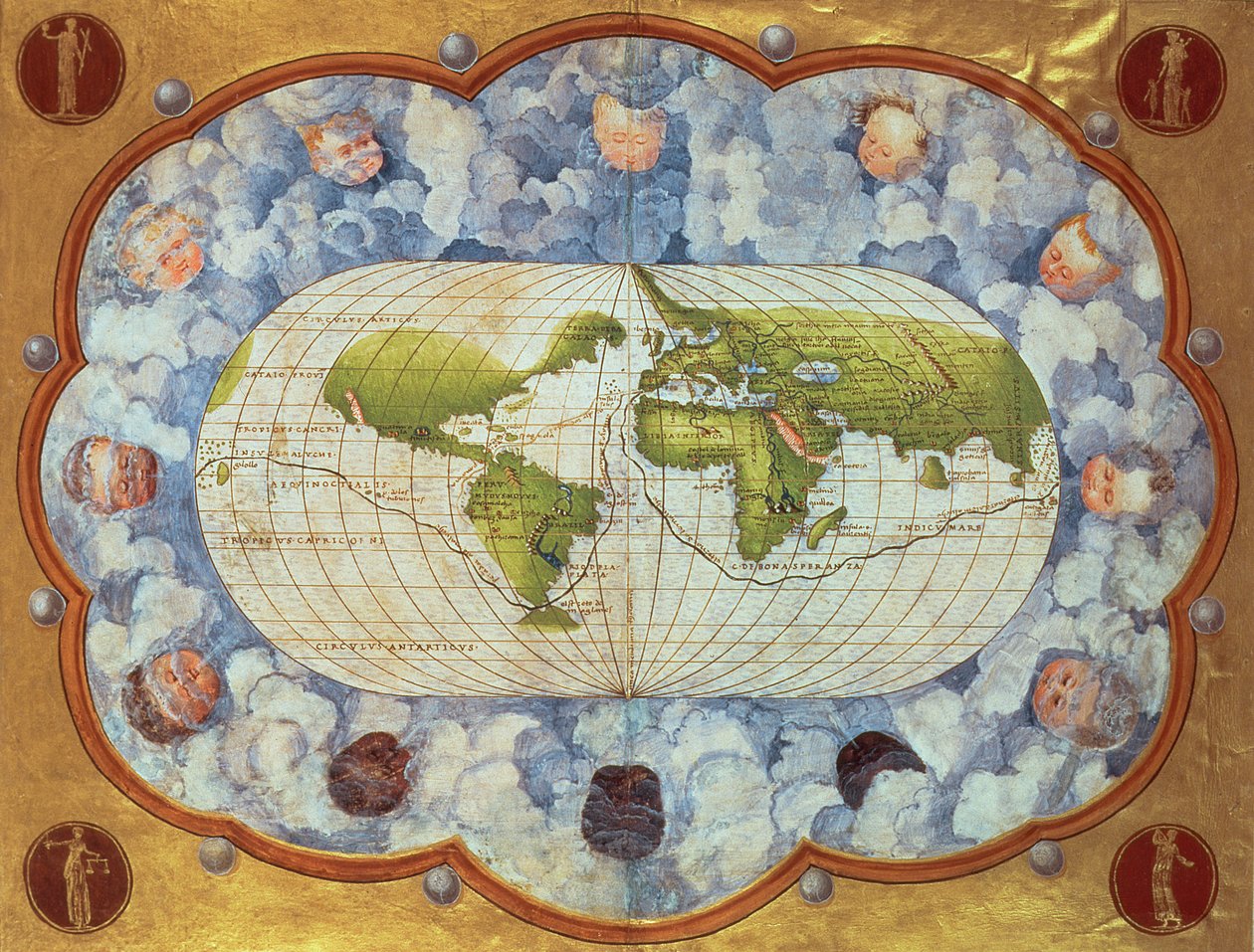 Carte retraçant le voyage mondial de Magellan, autrefois possédée par Charles V, 1545 - Battista Agnese