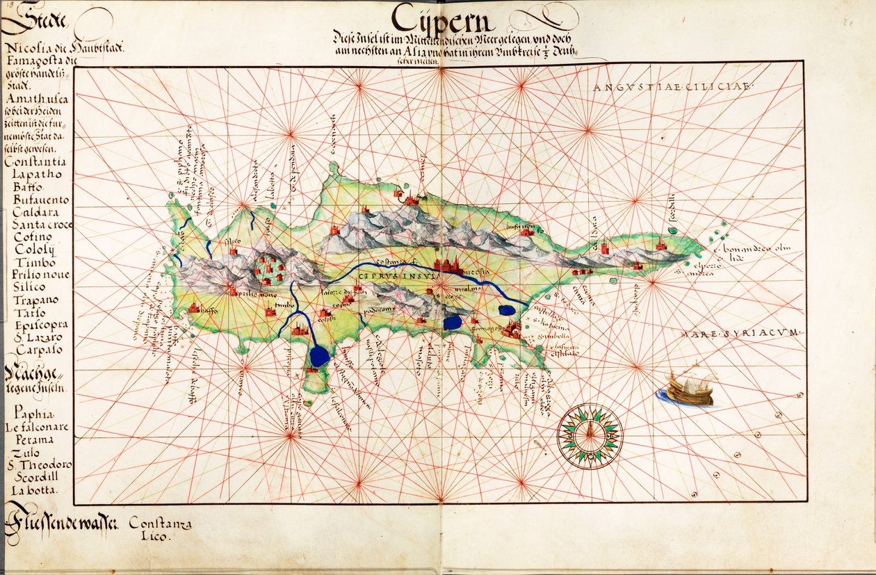 Carte en vélin de Chypre - Battista Agnese