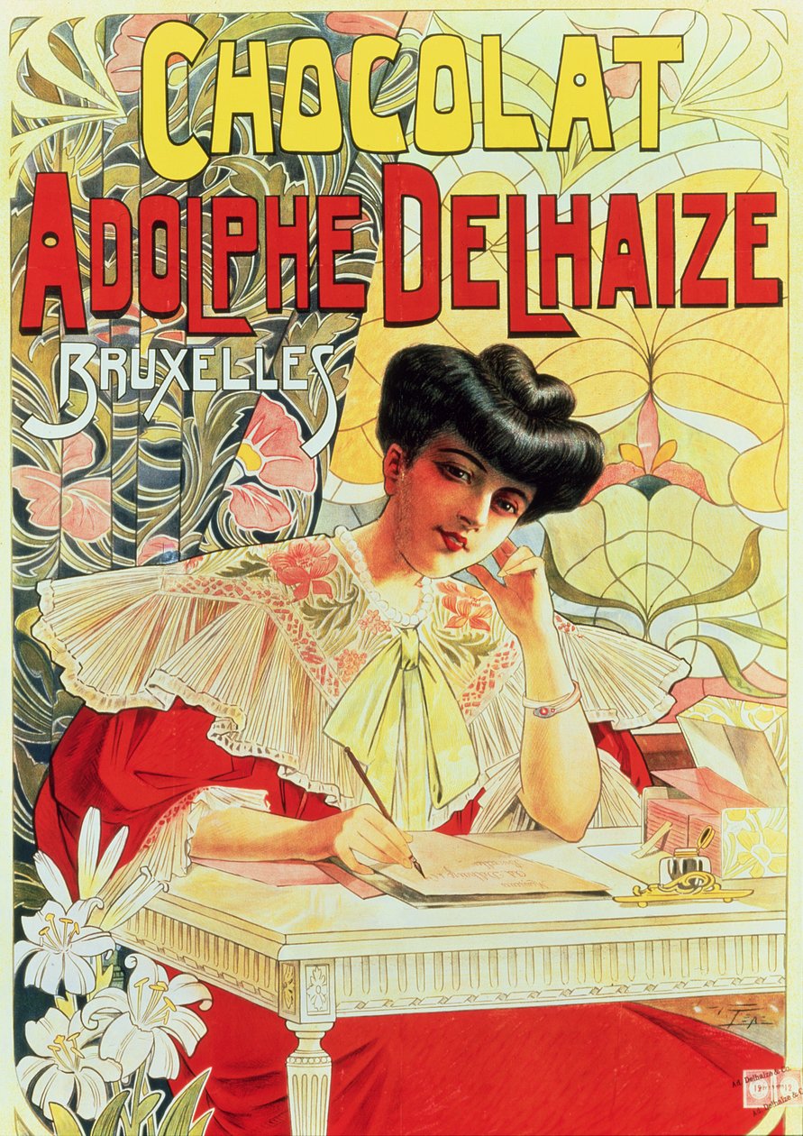 Affiche publicitaire pour le chocolat Adolphe Delhaize, vers 1900 - Belgian School
