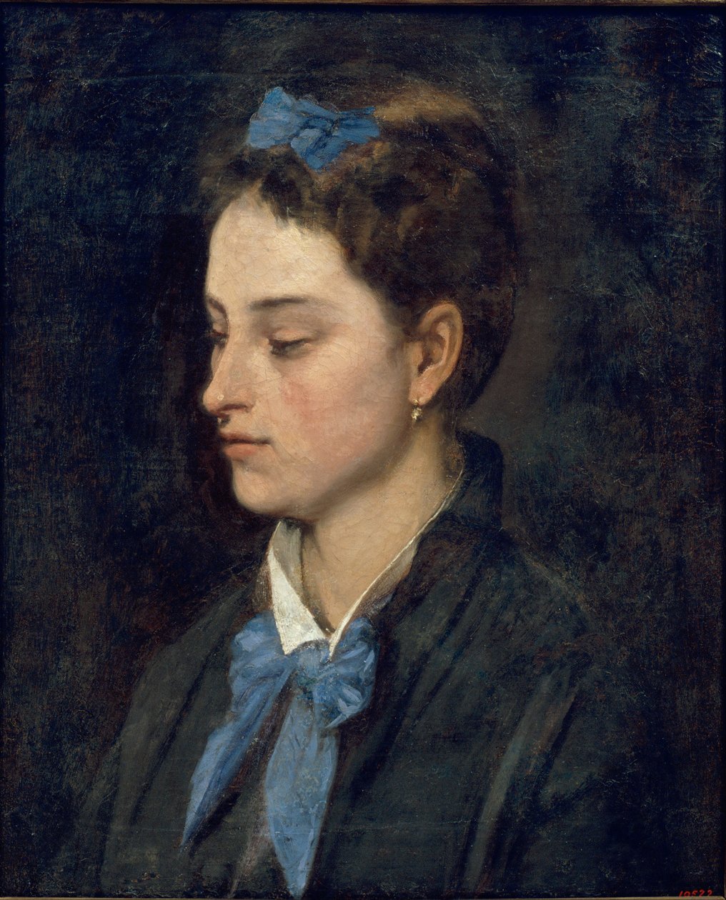 Portrait de Teresita portant des nœuds bleus - Benet Mercadé