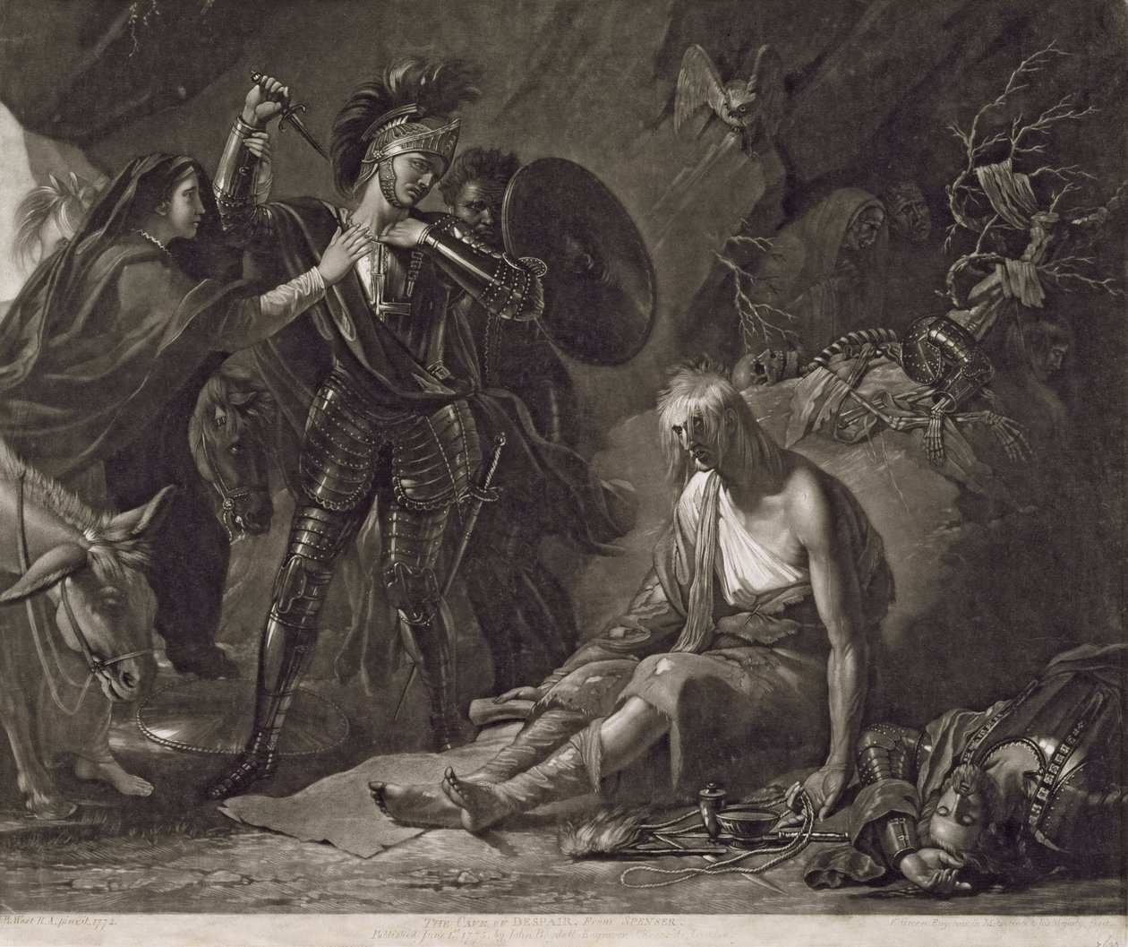 La caverne du désespoir, de Spenser, gravé par Valentine Green (1739-1813) 1775 - Benjamin West