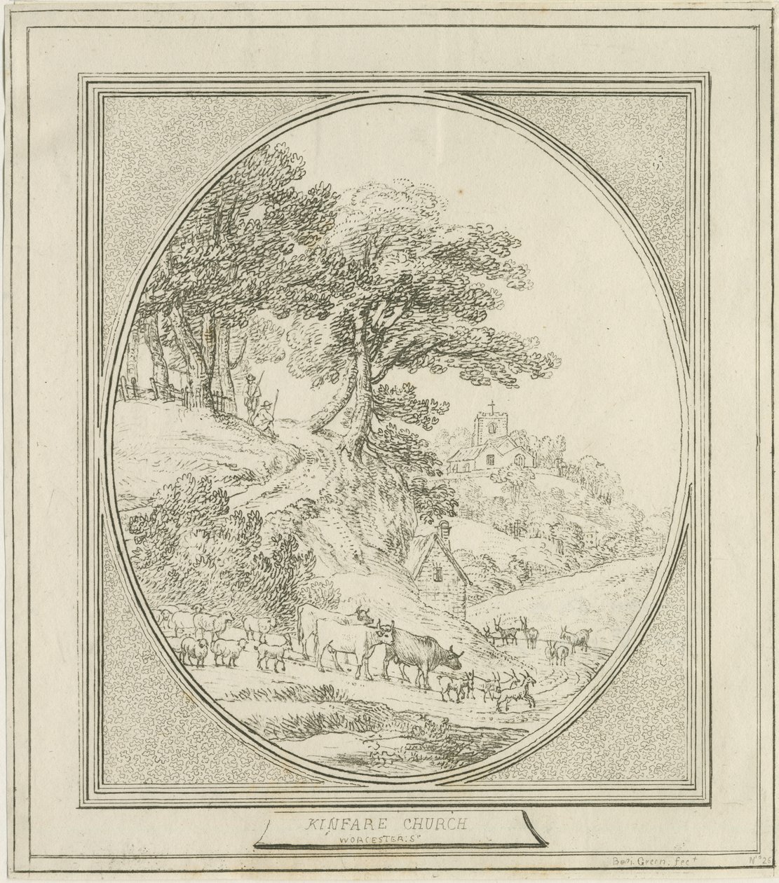 Église de Kinver (gravure, 18e siècle ?) - Benjamin Green