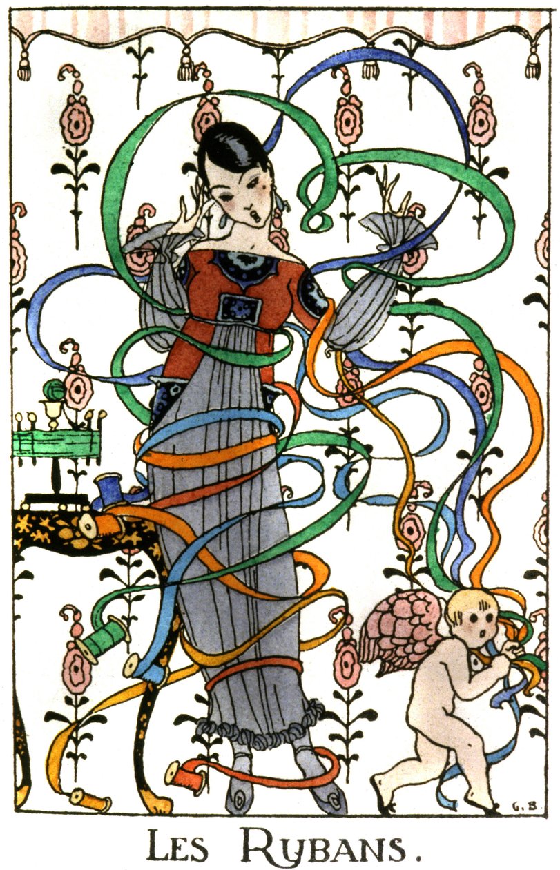 Les rubans, robe de style garçonne, vers 1919 - Benjamin Rabier