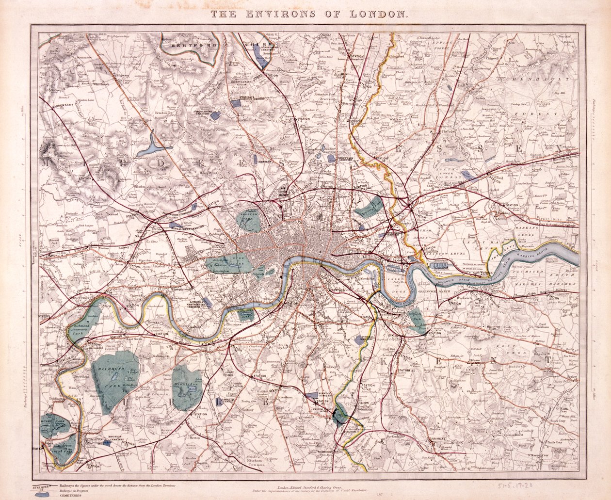 Carte de Londres, c1860 - Benjamin Rees Davies