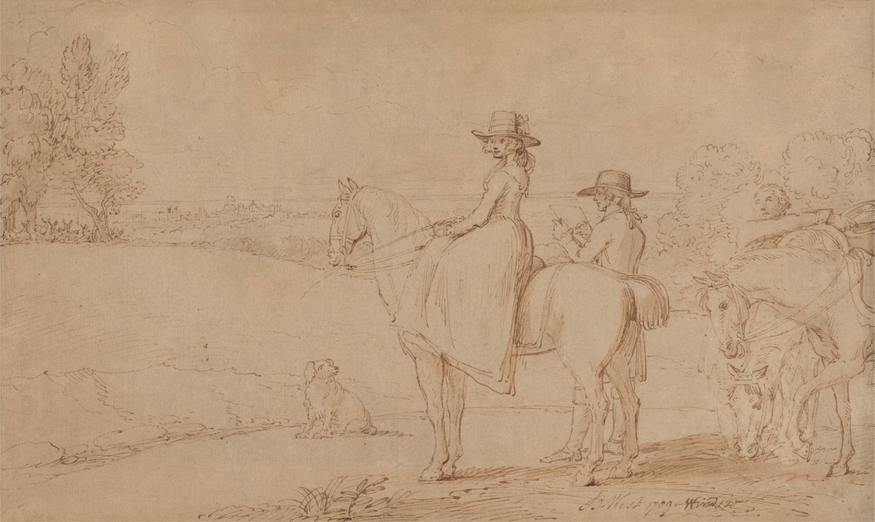 Un artiste dessinant dans le parc de Windsor - Benjamin West