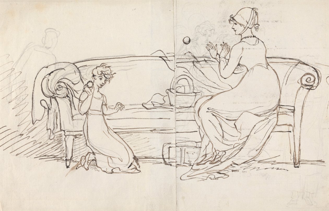 Mme West et sa fille jouant à attraper - Benjamin West