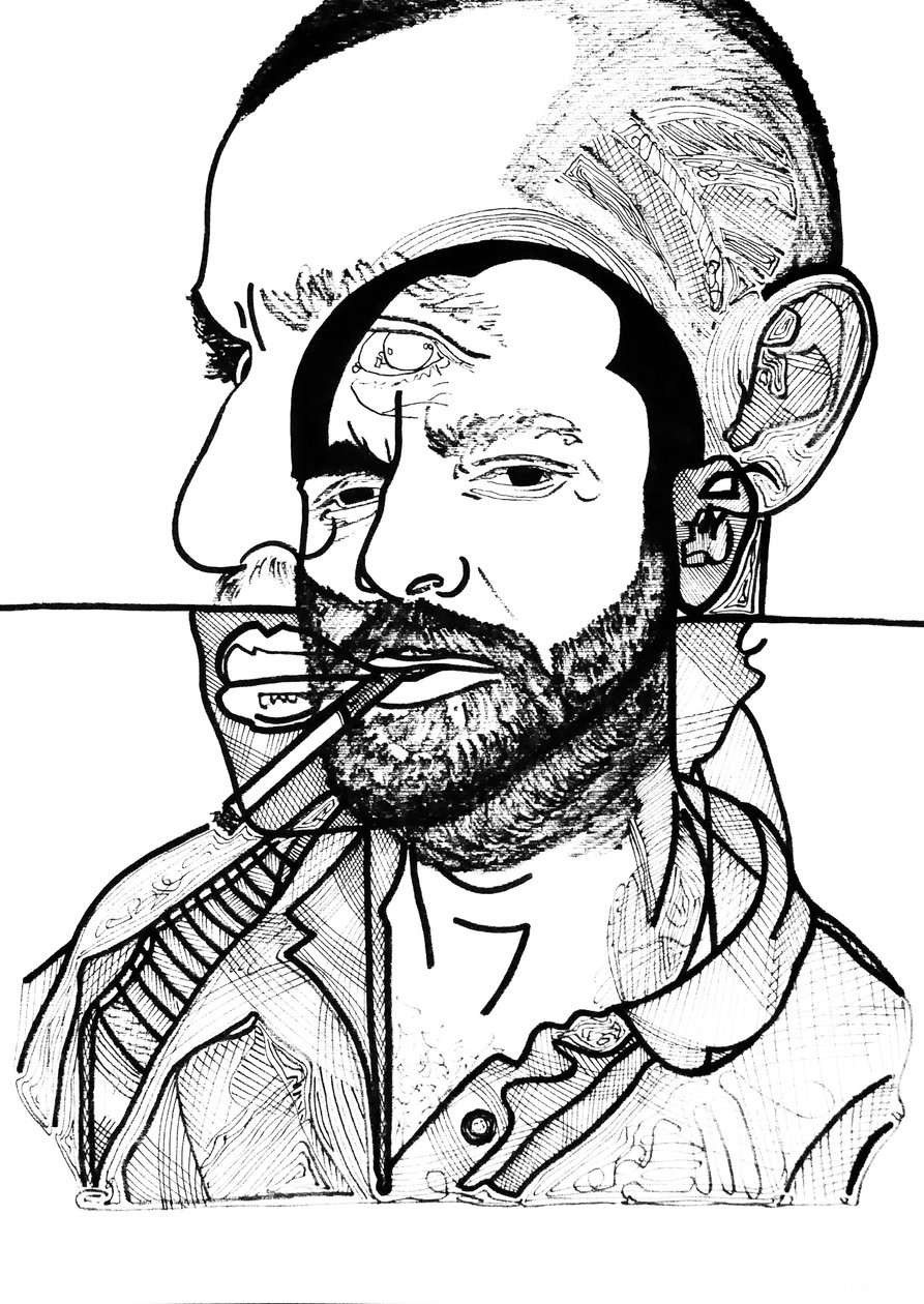 Double Jon, 2019 (encre sur papier) - Benoit Erwann Boucherot