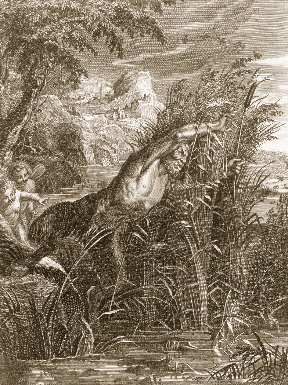 Pan poursuit Syrinx : elle est transformée en roseau, 1731 - Bernard Picart