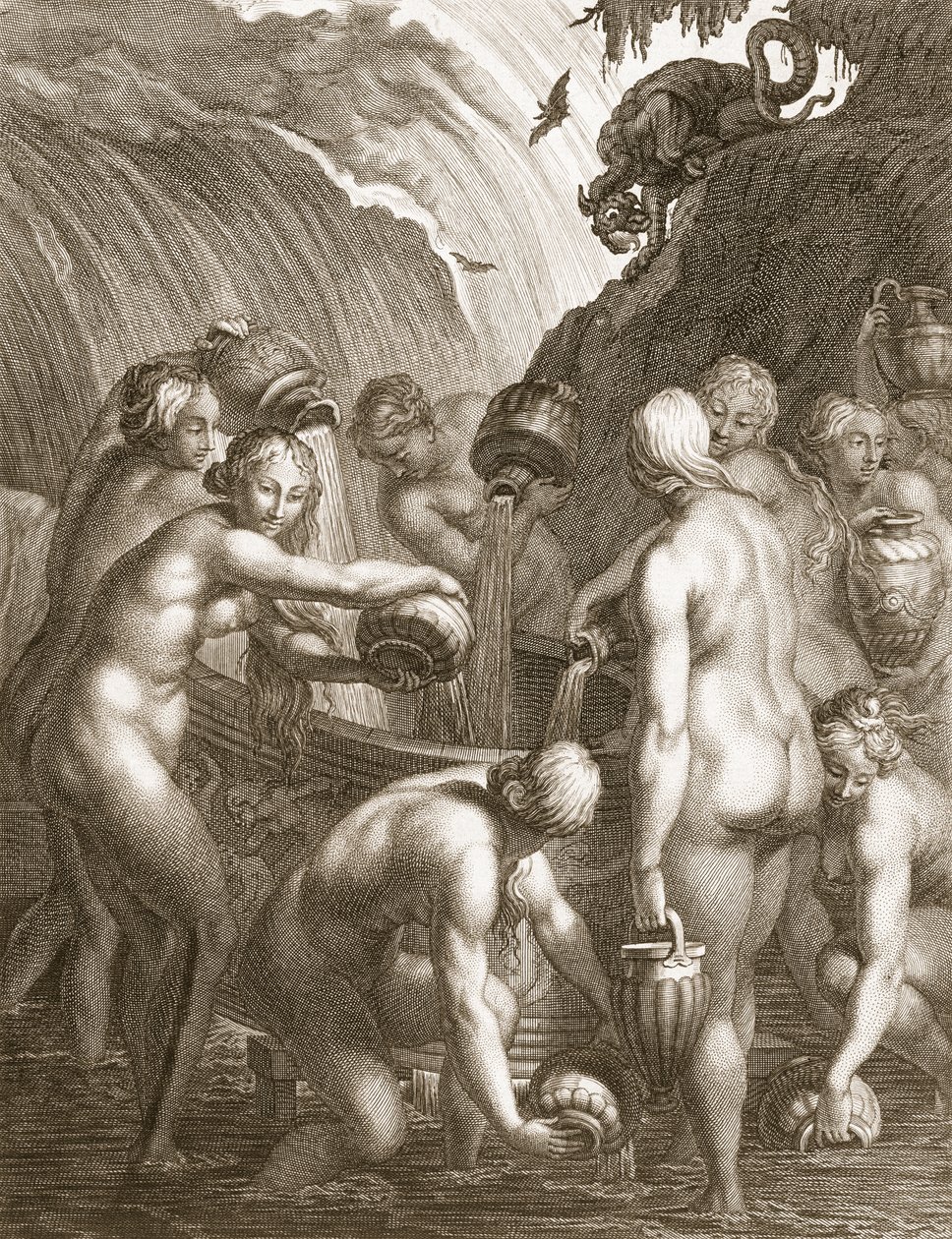 Les Danaïdes condamnées à remplir des vases percés d