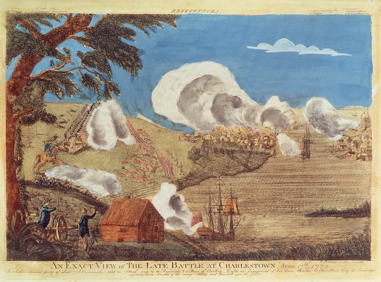 Vue exacte de la bataille de Charlestown le 17 juin 1775 - Bernard Romans