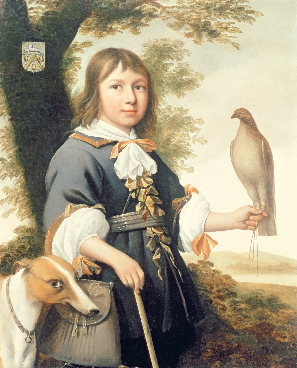 Garçon avec un faucon et un lévrier - Bernard Vaillant
