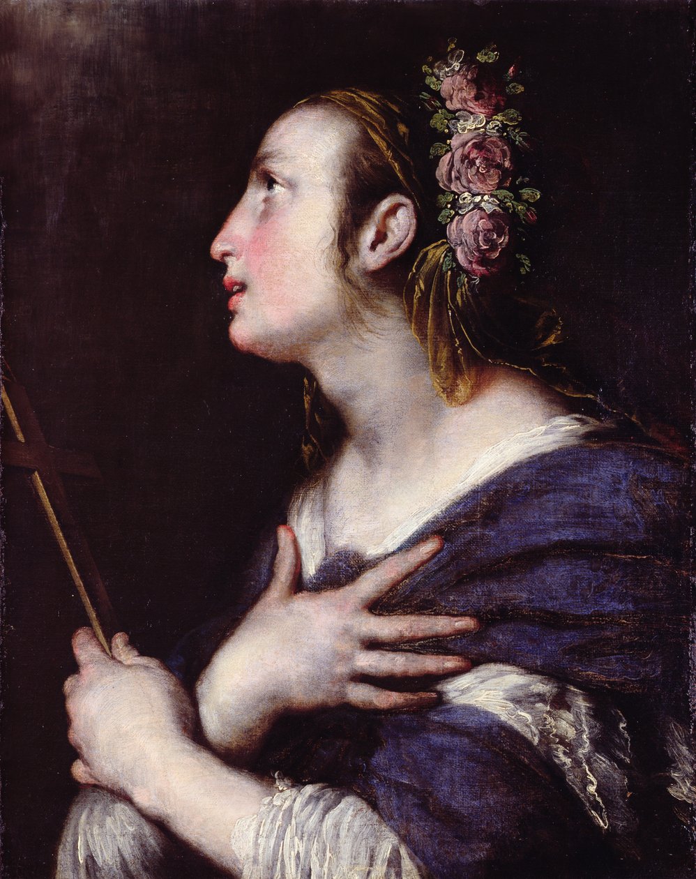 Saint avec une couronne de roses - Bernardo Strozzi