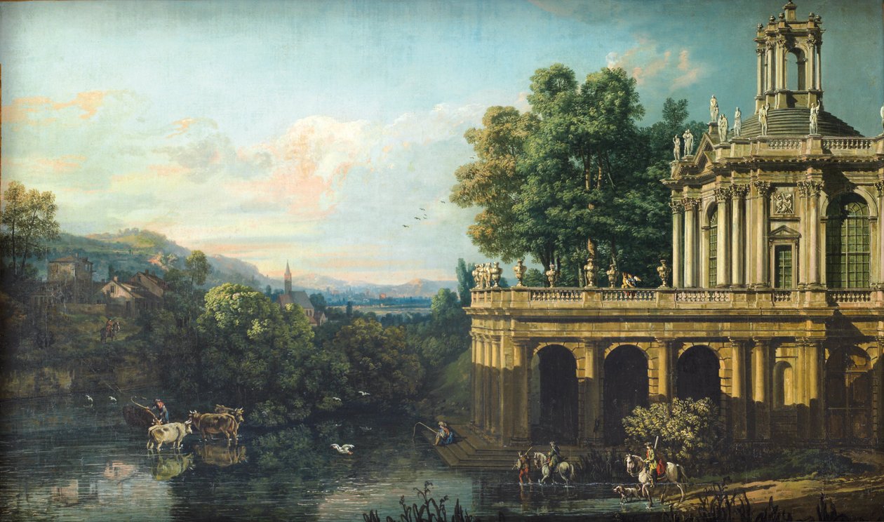 Caprice architectural avec un palais - Bernardo Bellotto