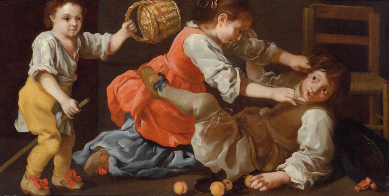 Enfants qui se chamaillent (Allégorie du sens du toucher) - Bernhard Keil