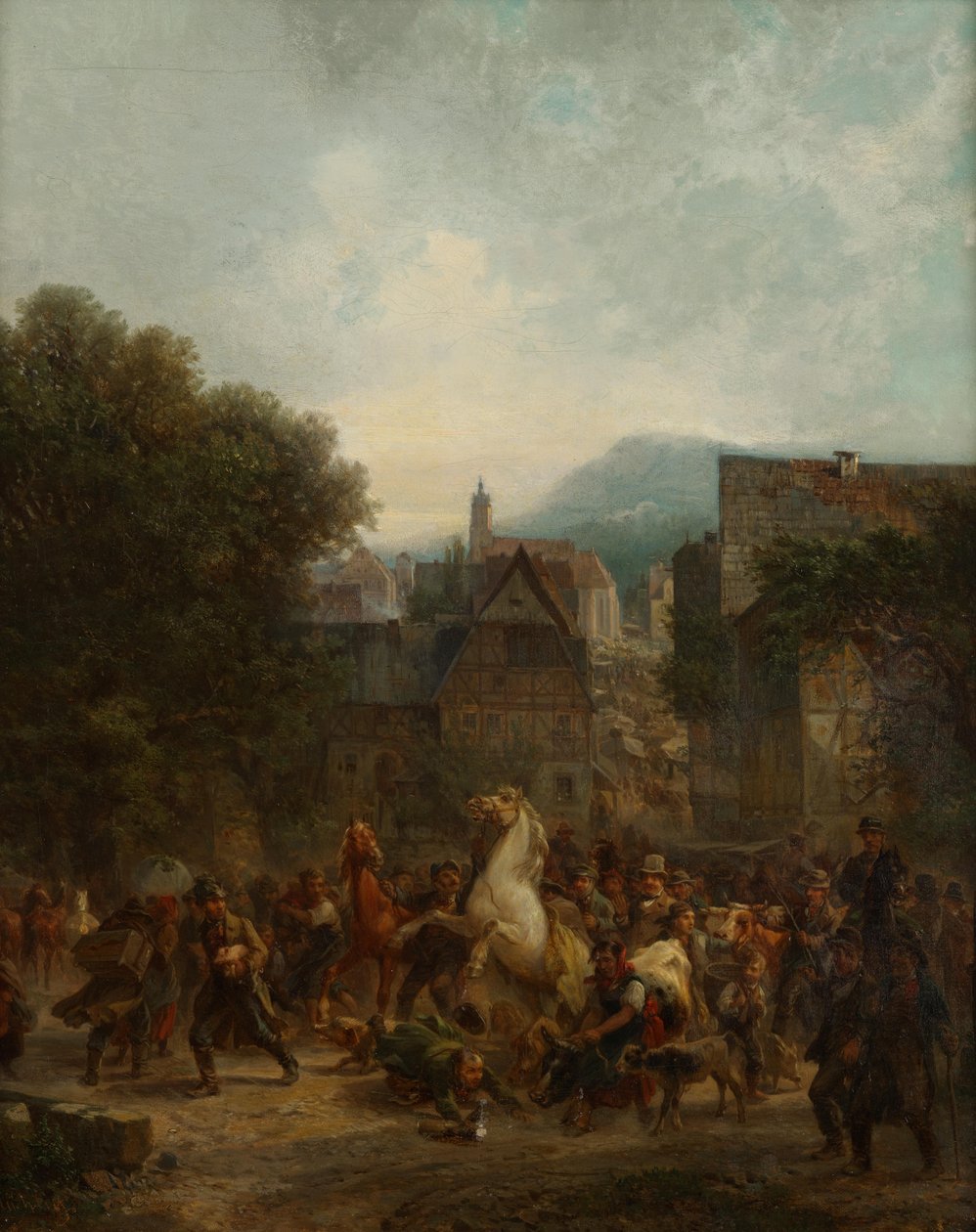 Marché aux bestiaux dans une petite ville - Bernhard Muhlig
