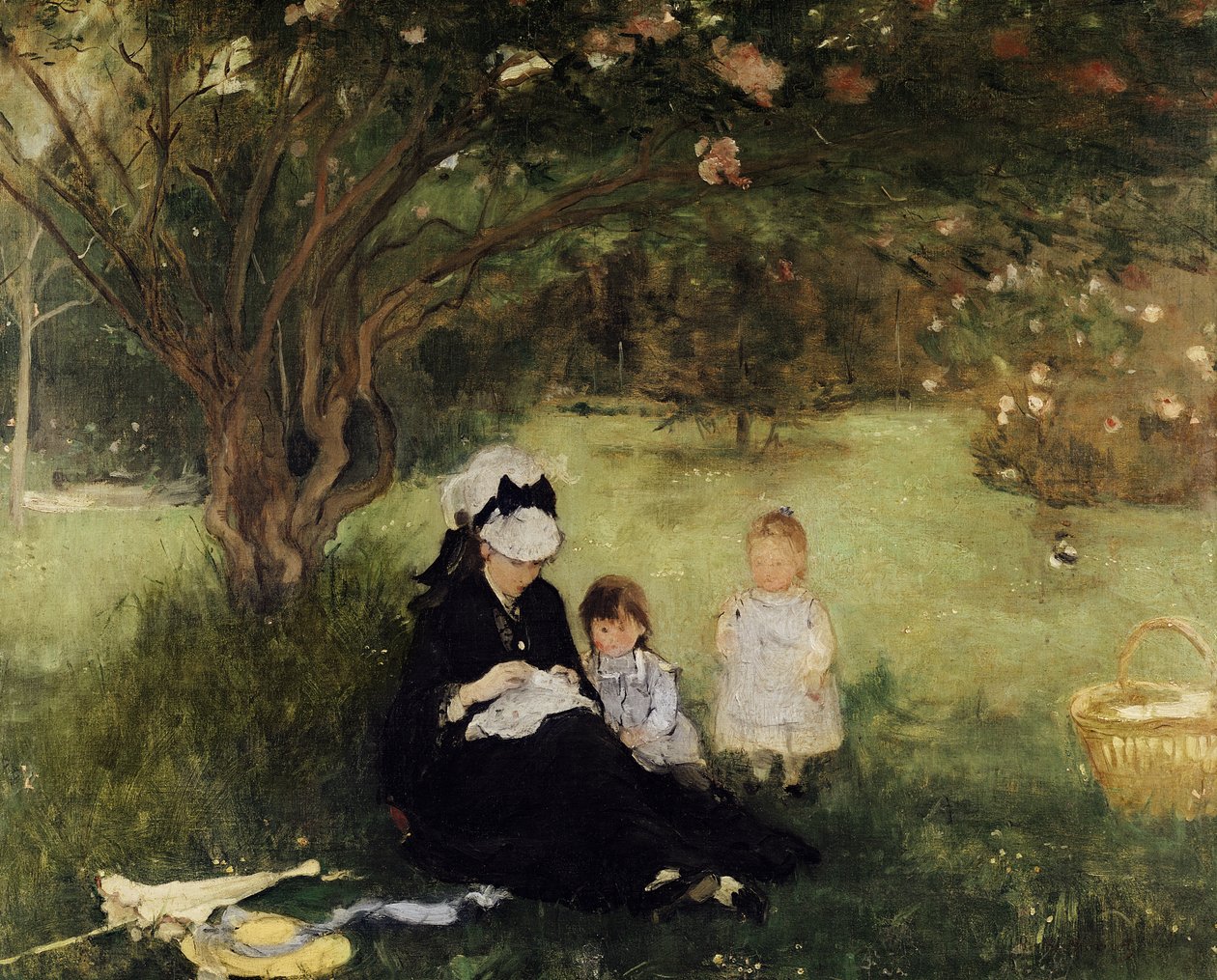 Sous le lilas à Maurecourt, 1874 - Berthe Morisot