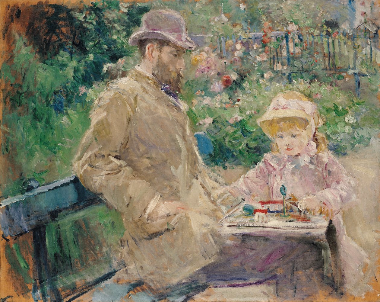 Eugène Manet (1833-92) avec sa fille à Bougival, vers 1881 - Berthe Morisot