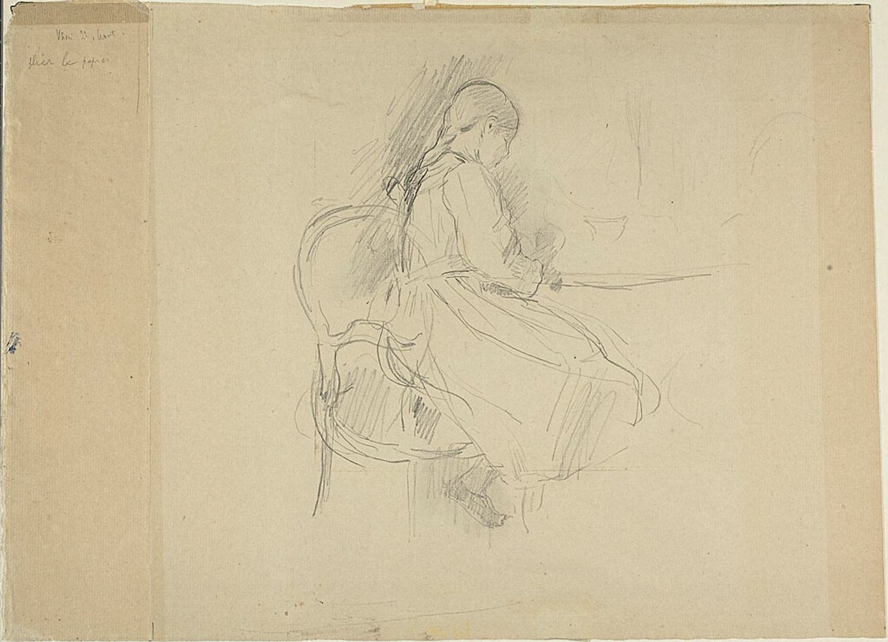 Jeune fille assise à une table - Berthe Morisot