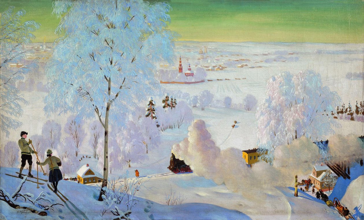 Skieurs, 1919 - Boris Mikhailovich Kustodiev