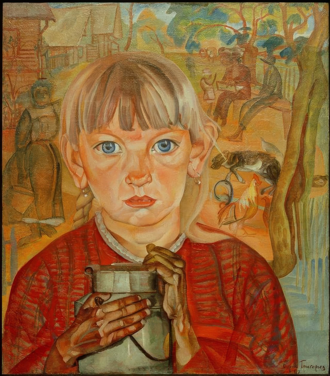 Fille avec une cruche de lait - Boris D. Grigorjew