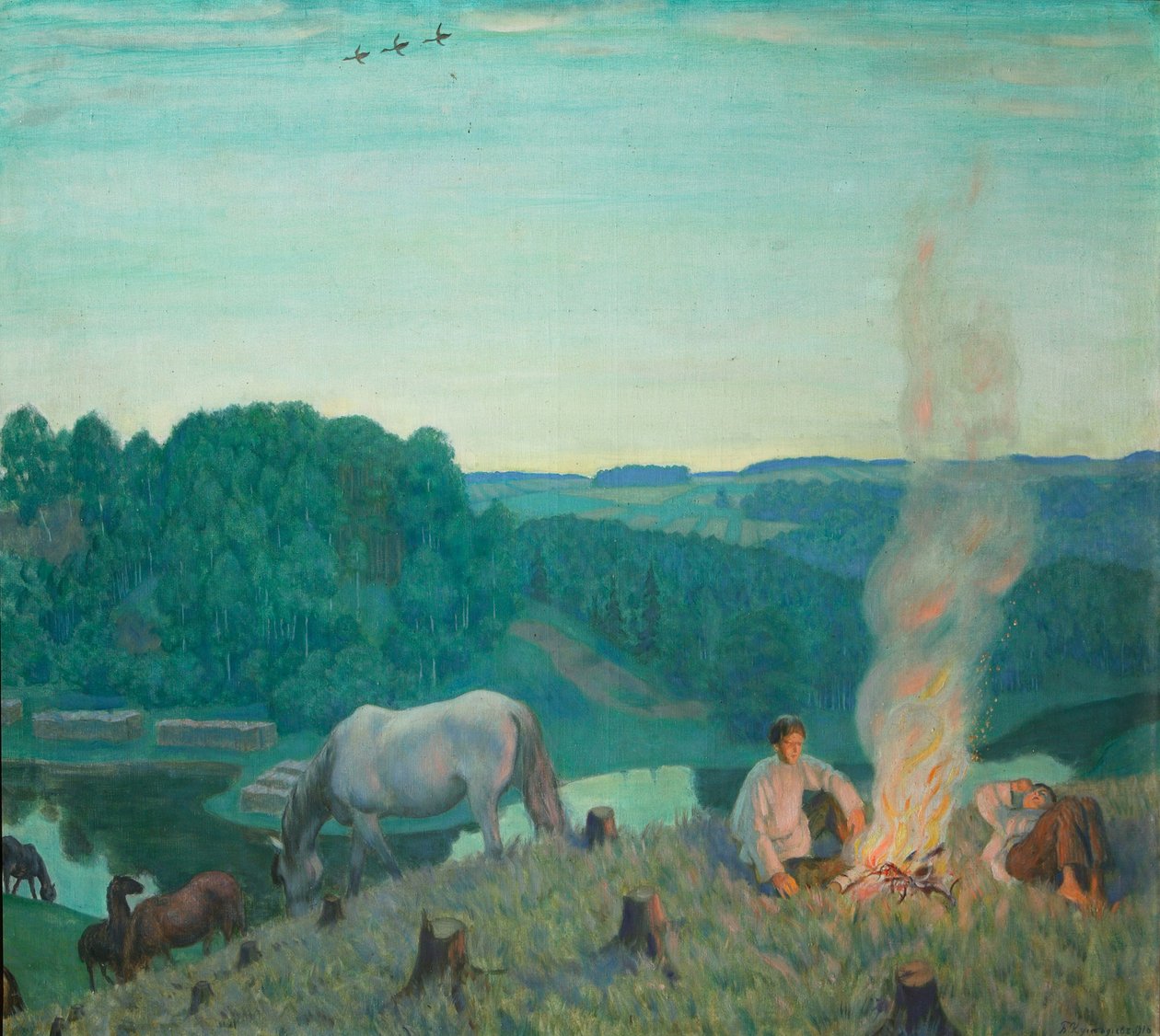 Feu de camp - Boris Mikhailovich Kustodiev