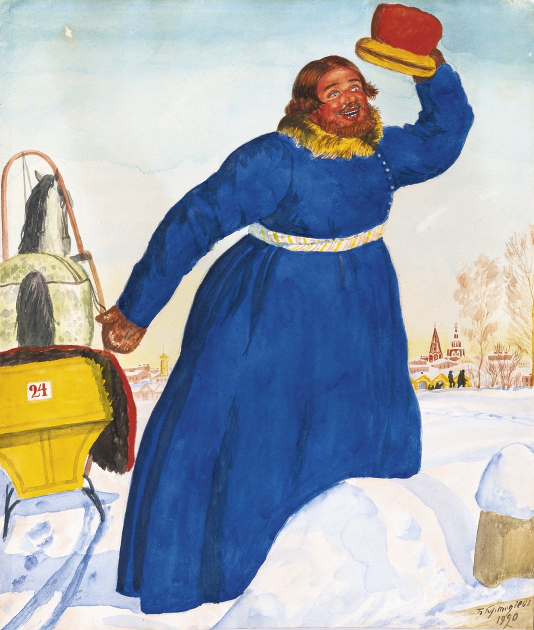 Cochér, 1920 - Boris Mikhailovich Kustodiev