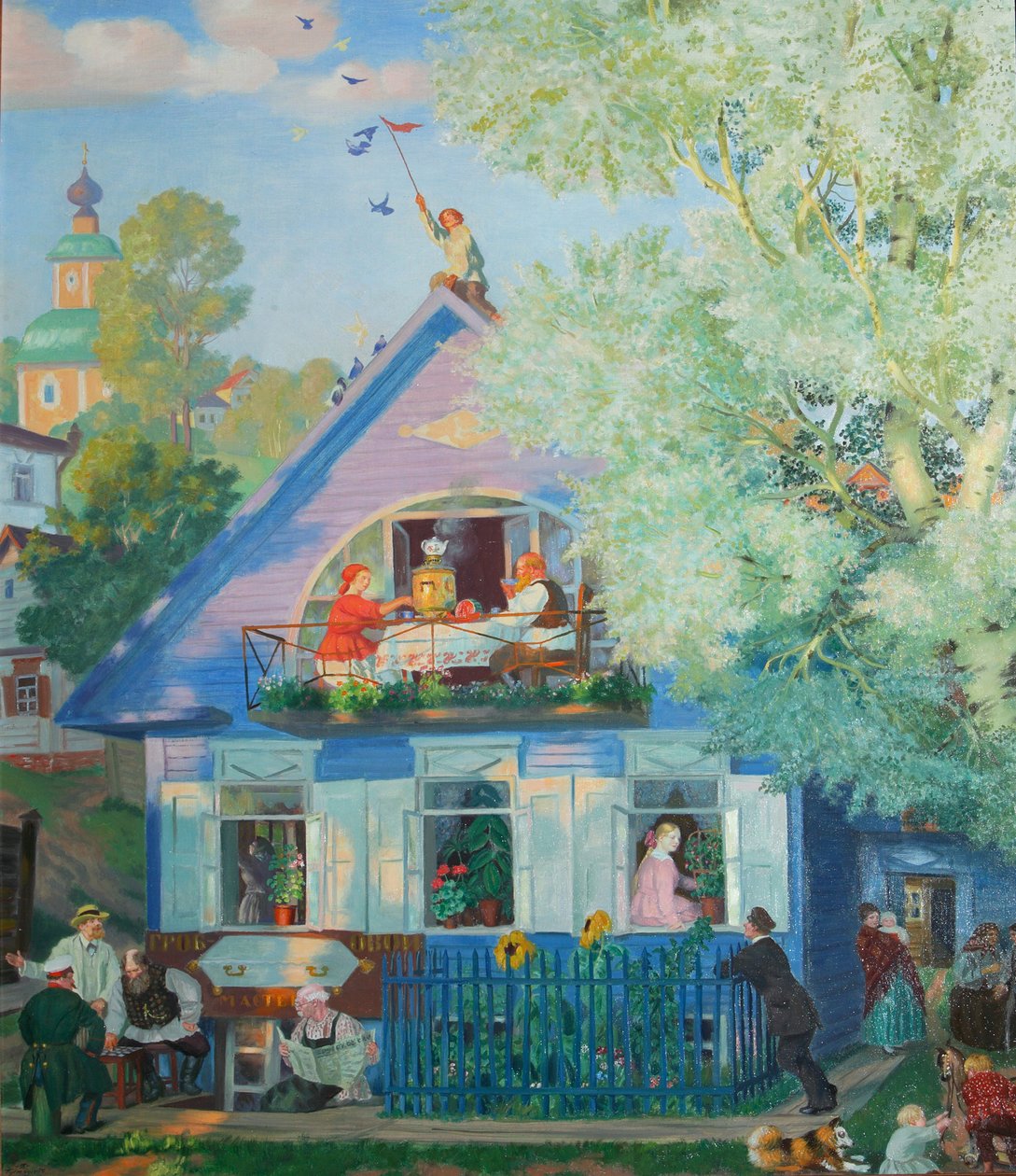 Petite maison bleue, 1920 - Boris Mikhailovich Kustodiev