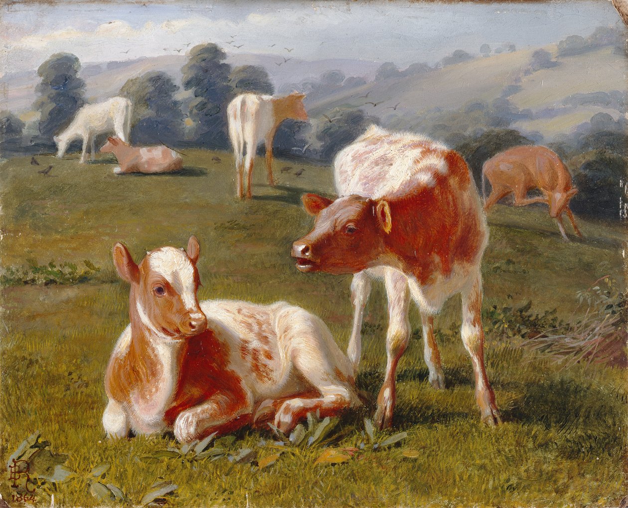 Veaux dans un pré - Briton Riviere