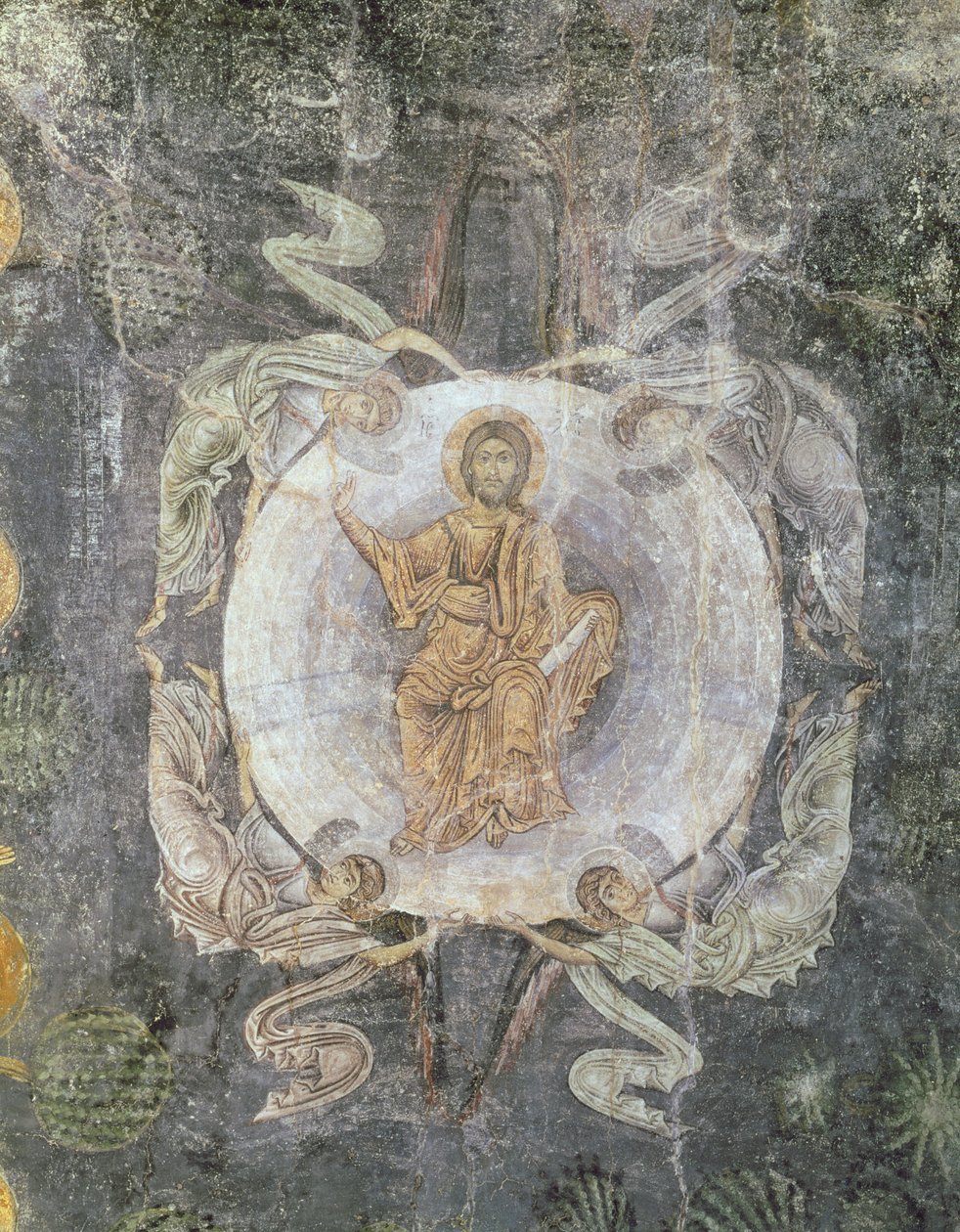 Christ en majesté entouré de quatre anges, peinture de plafond, 11e-14e siècle - Byzantine