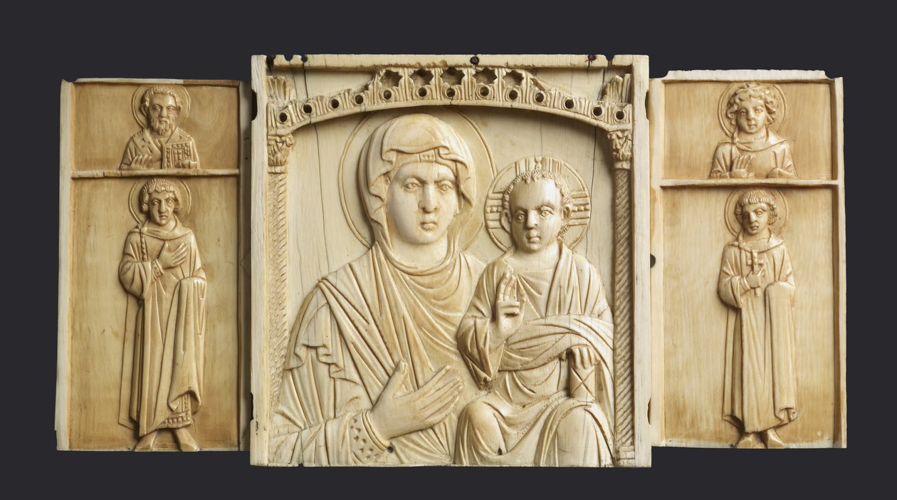 Icône triptyque de la Vierge et l