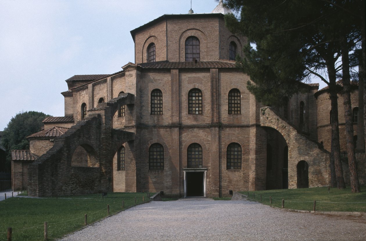 Vue extérieure de la basilique, 547 après J.-C. - Byzantine School
