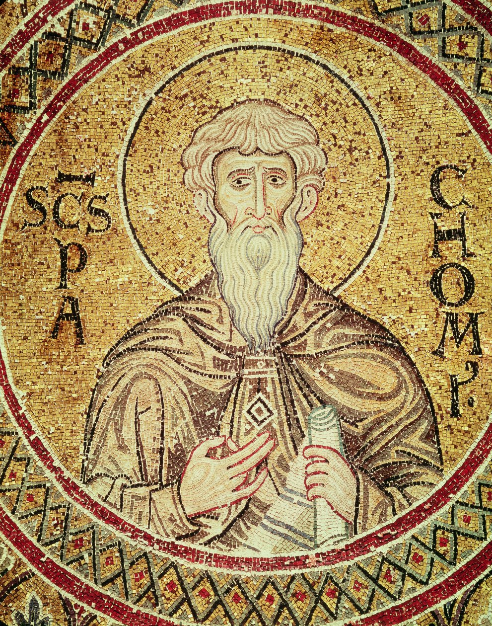 Saint Pachomius (d.346) (mosaïque) - Byzantine School