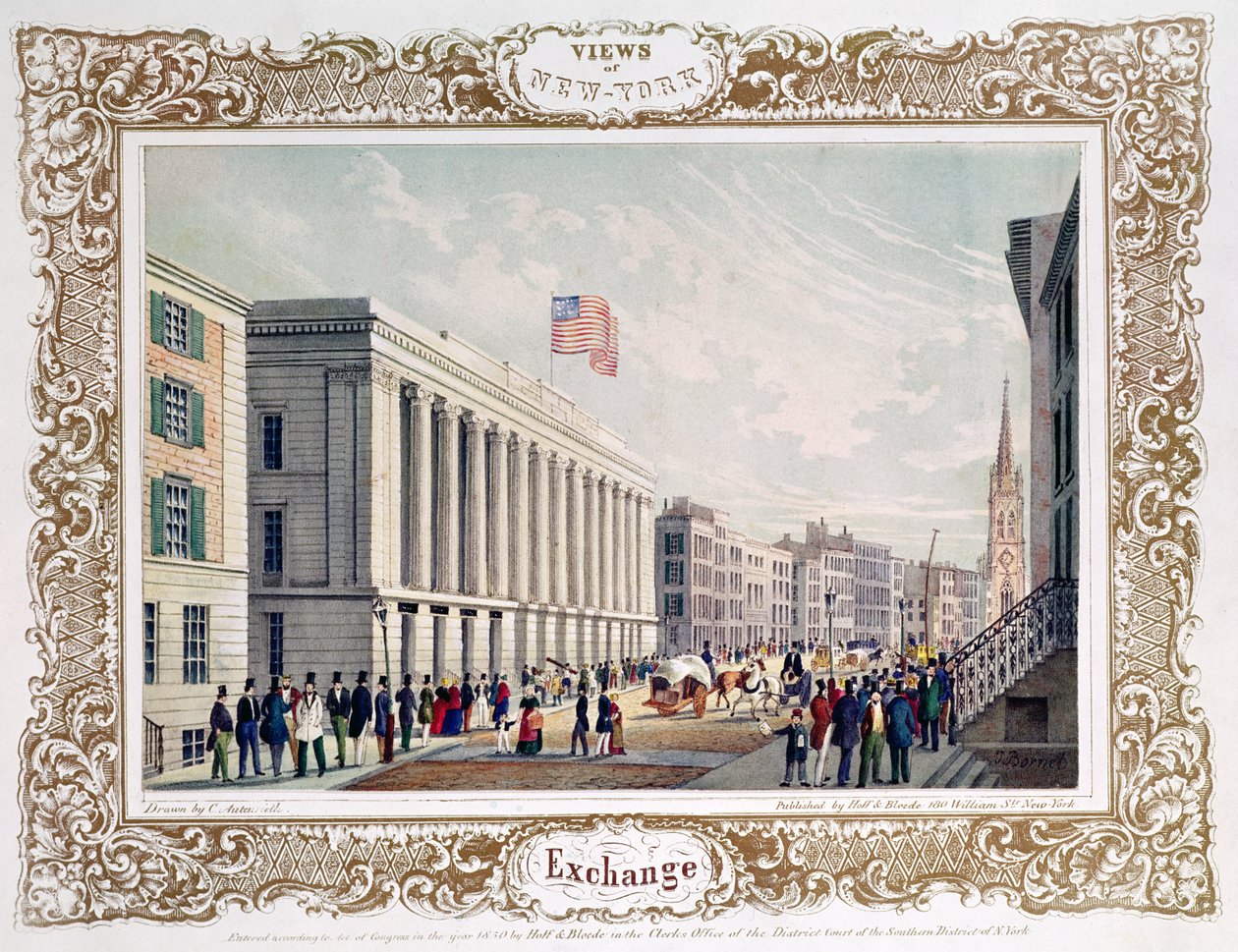 Bourse, New York City, publié en 1850 - C. Autenrieth