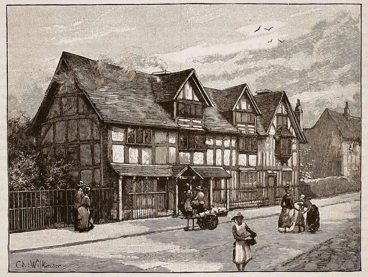 La maison à Stratford-on-Avon, où Shakespeare est né, illustration de 