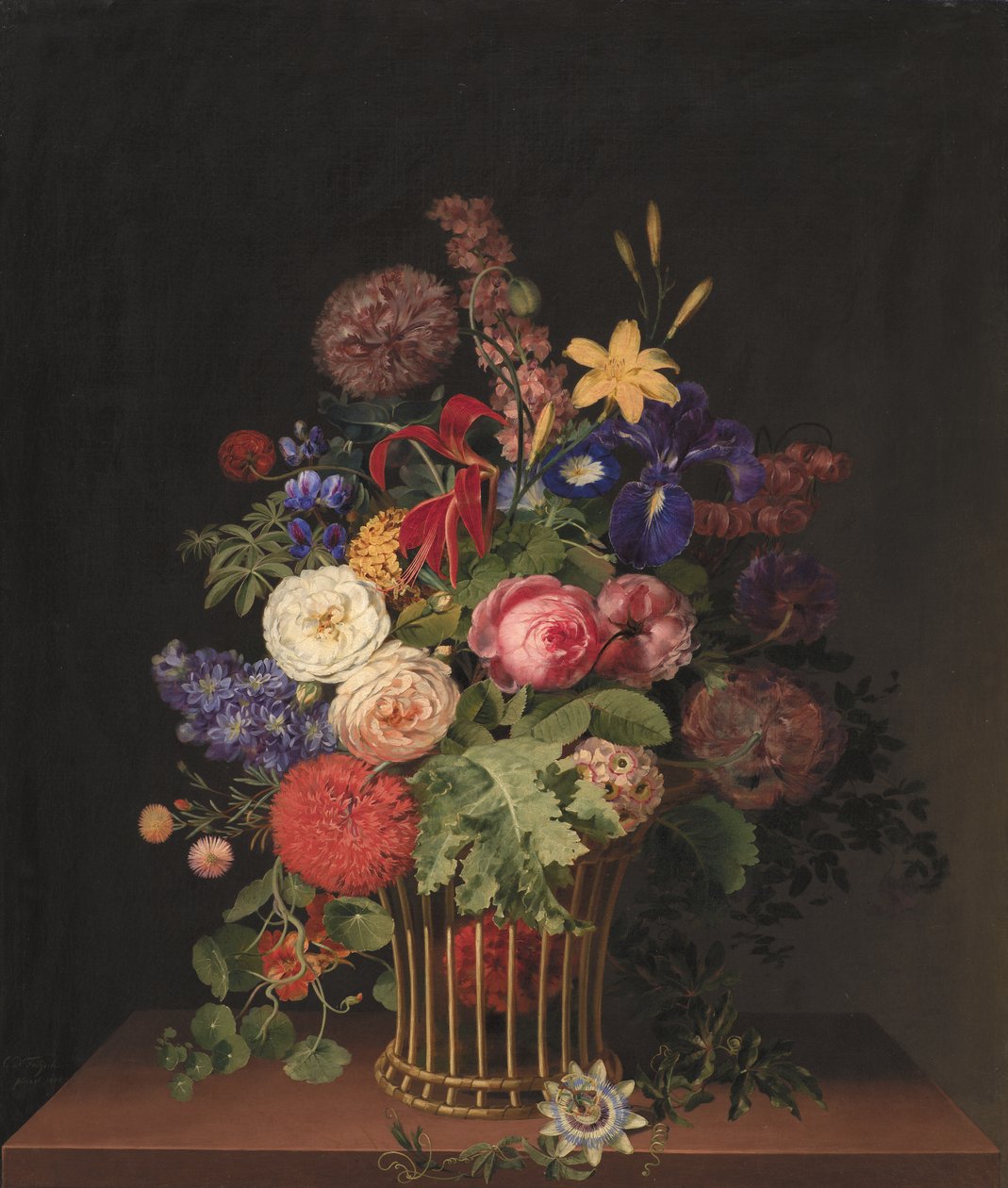 Un panier léger en osier avec des fleurs - C.D. Fritzsch