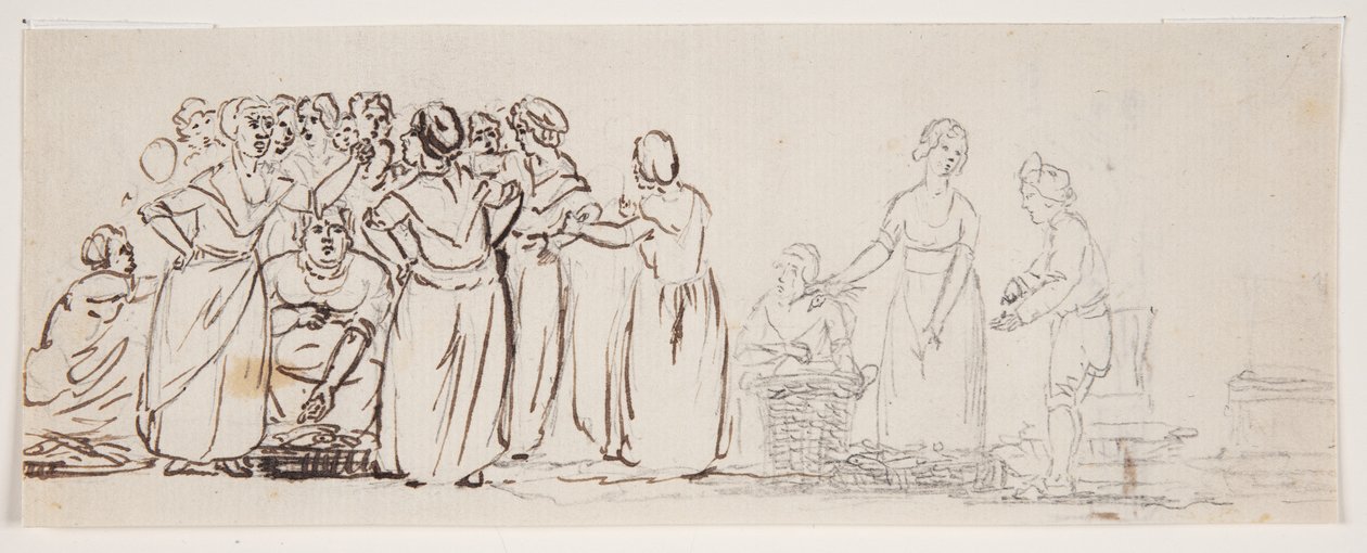 Esquisse avec des femmes de pêcheurs et des marchands - C.D. Fritzsch
