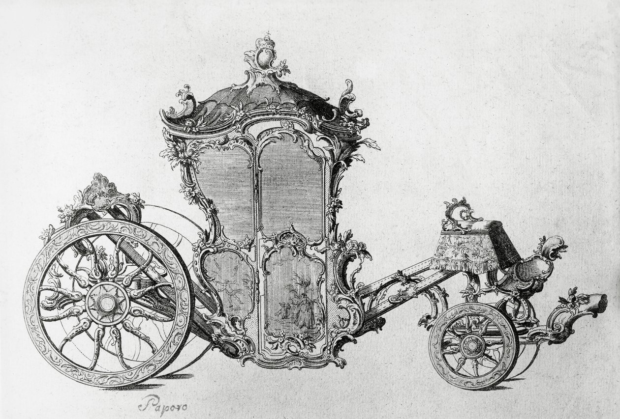 Conception pour une voiture rococo, gravure - J.B. and Brown J. Rowbotham