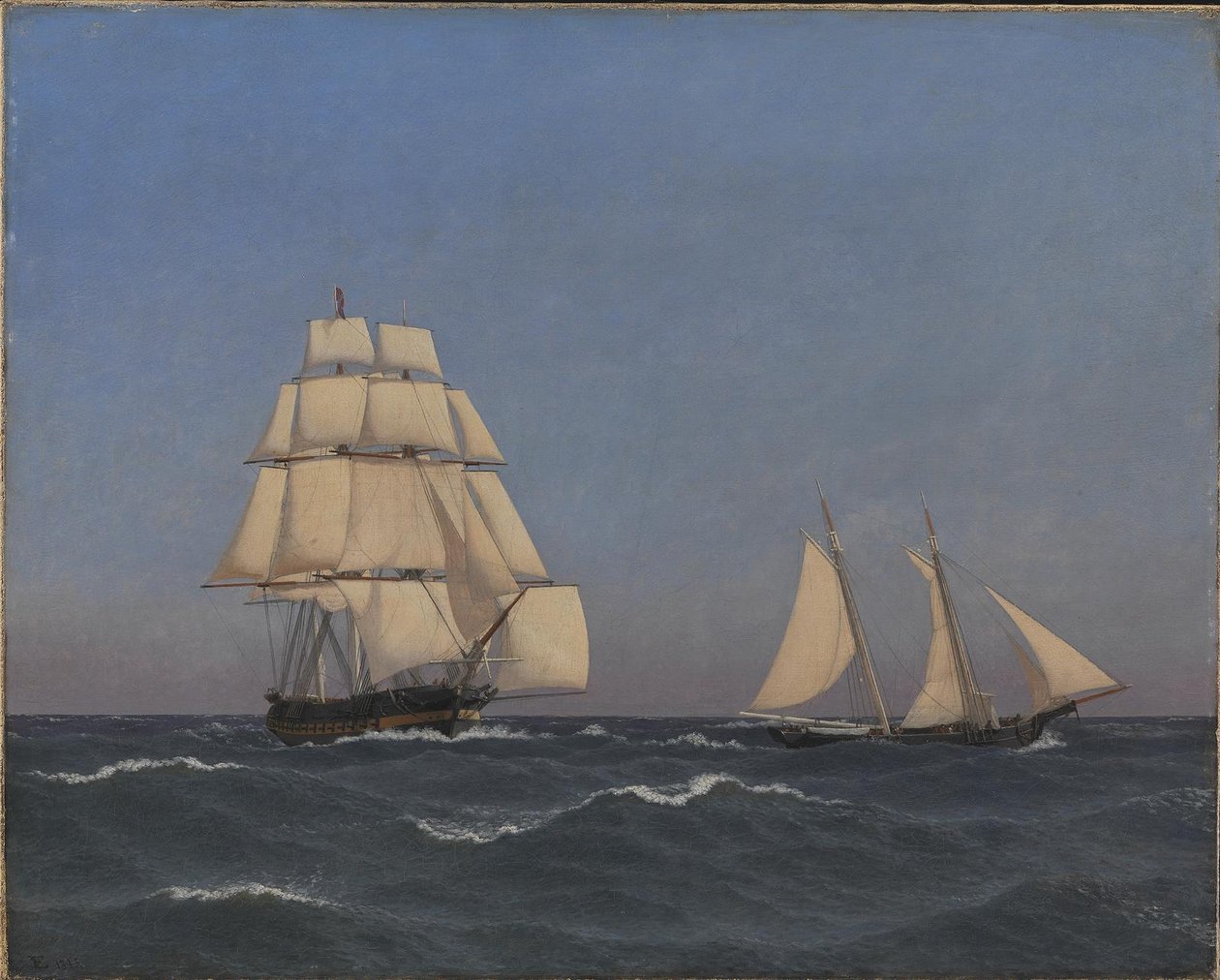 Un corsaire échappant à une frégate poursuivante - Christoffer Wilhelm Eckersberg
