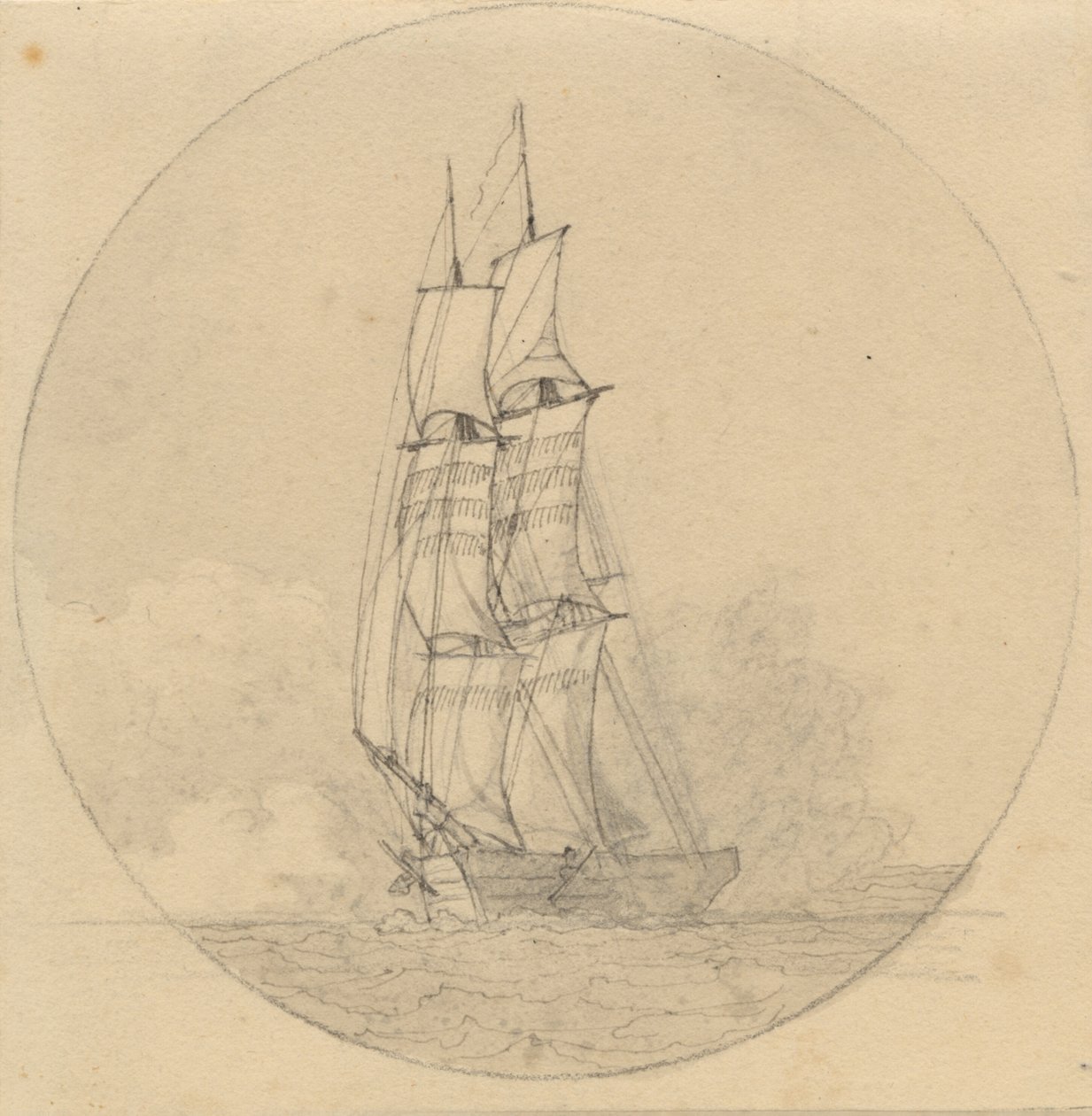 Une brigantine sous voile vue de face - Christoffer Wilhelm Eckersberg