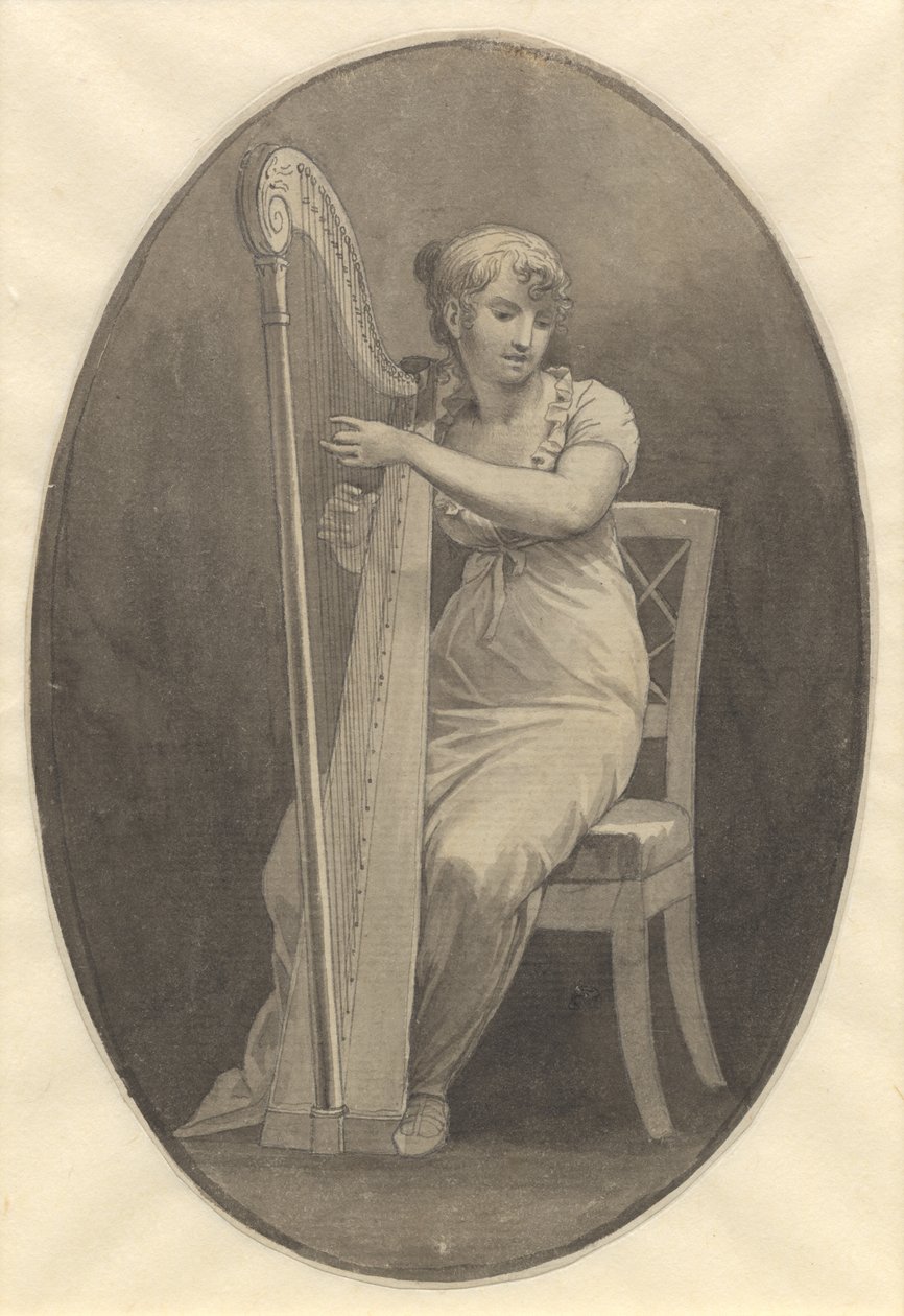 Une dame jouant de la harpe - Christoffer Wilhelm Eckersberg