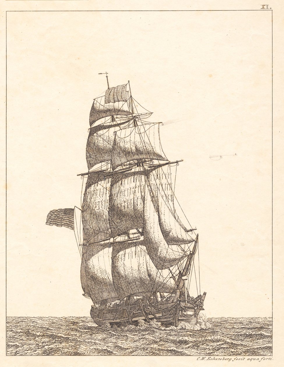 Une brigantine nord-américaine - Christoffer Wilhelm Eckersberg
