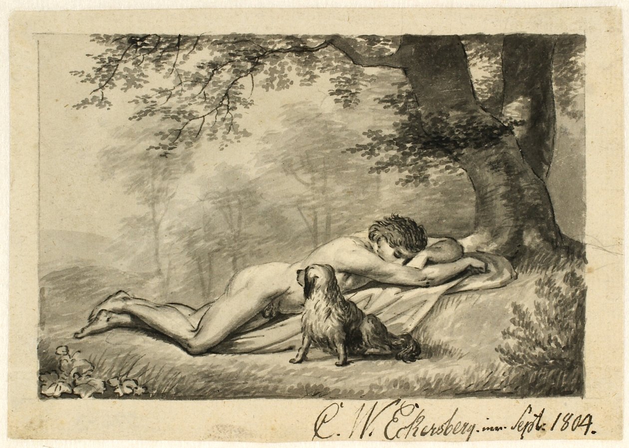 Garçon nu dormant près d