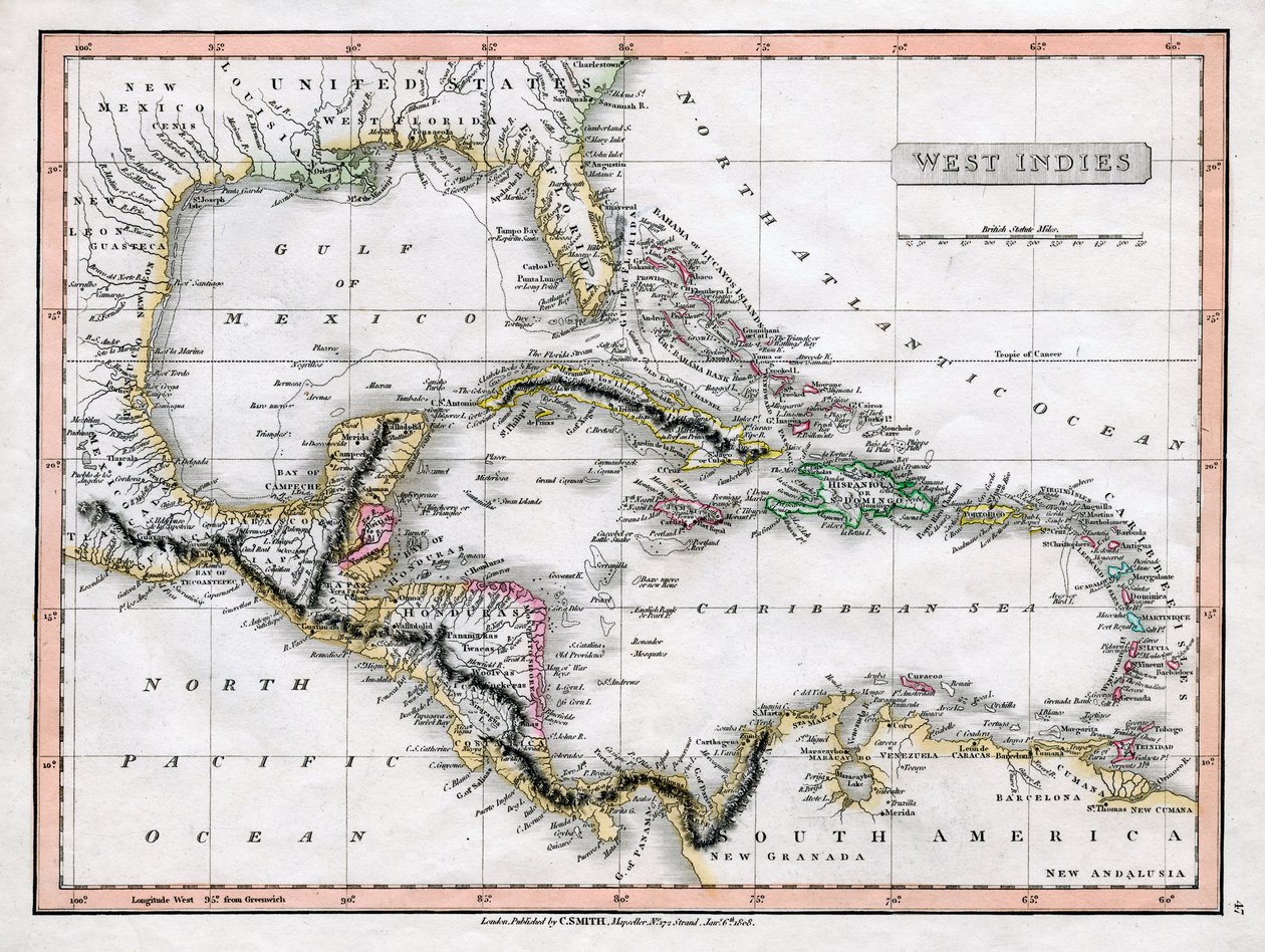 Carte des Antilles, 1808 - C Smith